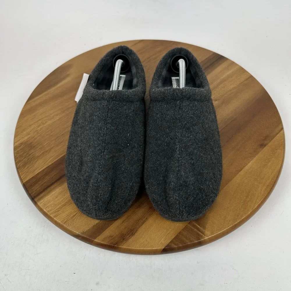 New Mens Minnetonka Neil Charcoal Wool Blend Slip On Indoor Clog Slipper Size 12